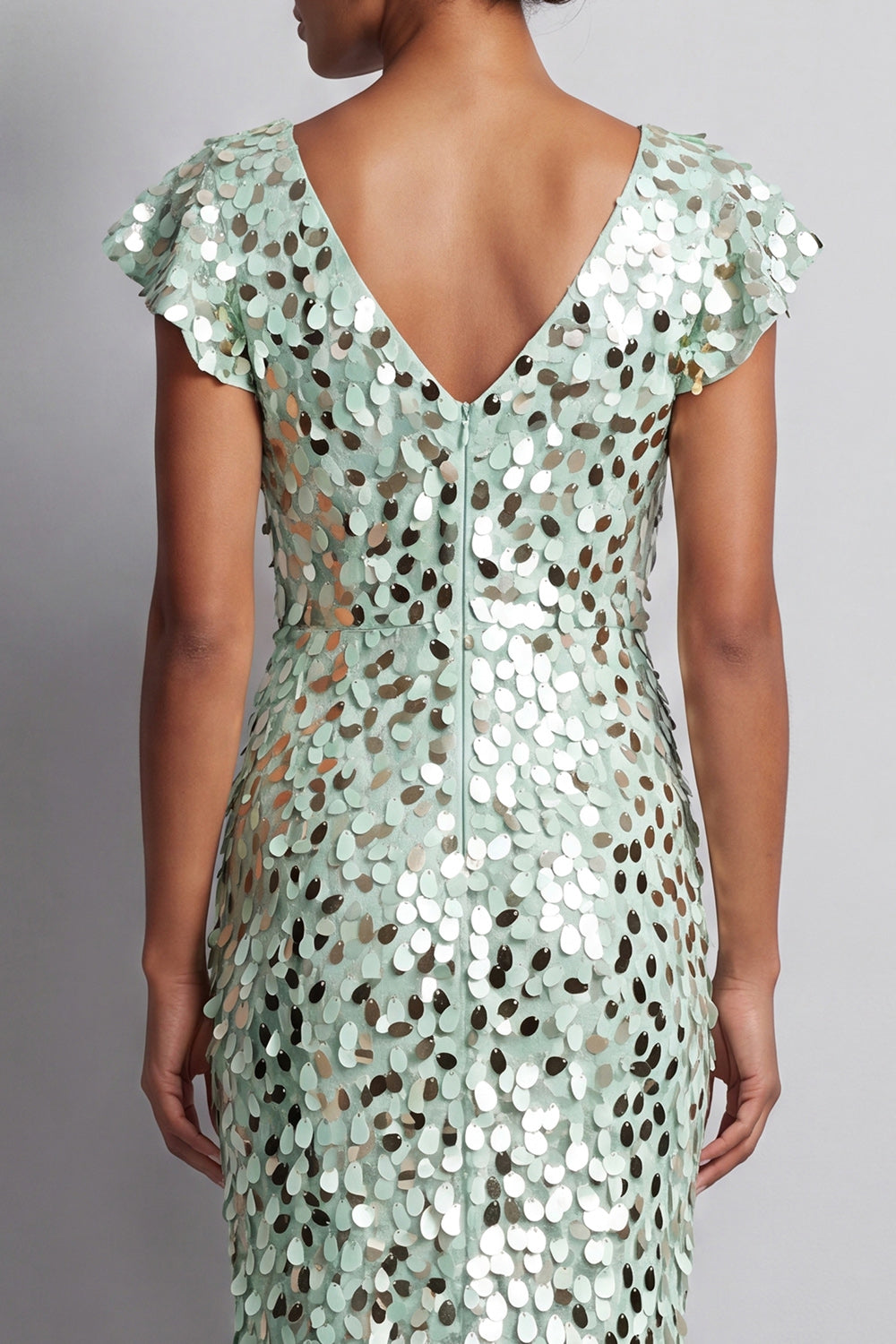 Champagne Sparkly Sequin Sheath High-Low Mother of the Bride Dress with Ruffles