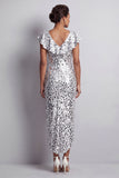Champagne Sparkly Sequin Sheath High-Low Mother of the Bride Dress with Ruffles