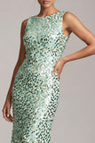 Sparkly Champagne Sequin Boat Neck Long Mother of the Bride Dress