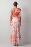 Floral Green Sparkly Sequin One Shoulder High-Low Mother of the Bride Dress