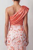 Floral Green Sparkly Sequin One Shoulder High-Low Mother of the Bride Dress