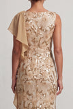 Sparkly Floral Watermelon Sequin Mermaid Ruffled Long Mother of the Bride Dress