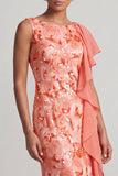 Sparkly Floral Watermelon Sequin Mermaid Ruffled Long Mother of the Bride Dress