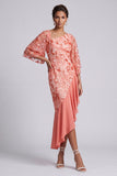 Floral Champagne Sparkly Sequin Mermaid Asymmetrical Mother of the Bride Dress