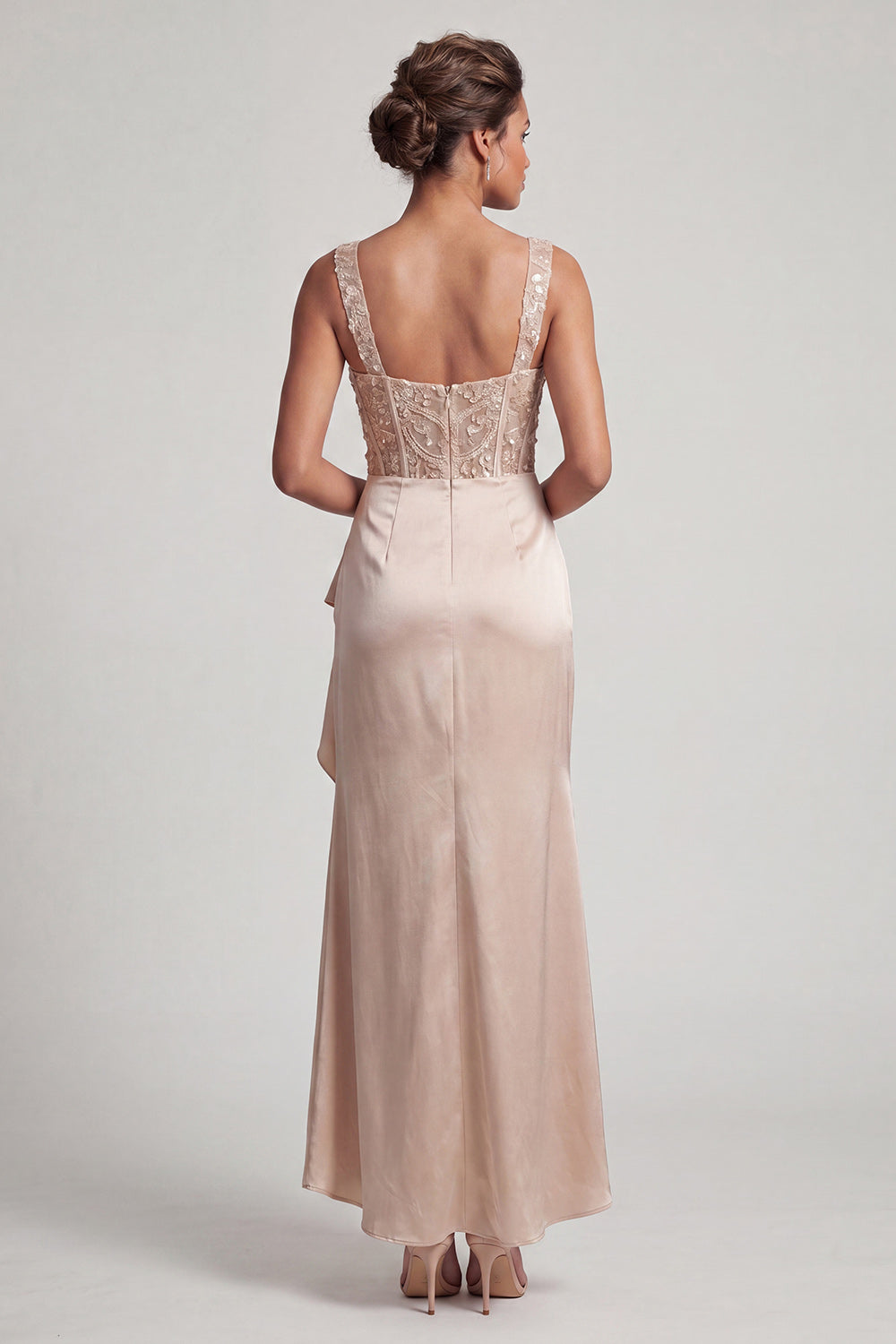 Sparkly Champagne Corset Ruffled Mermaid Long Mother of the Bride Dress