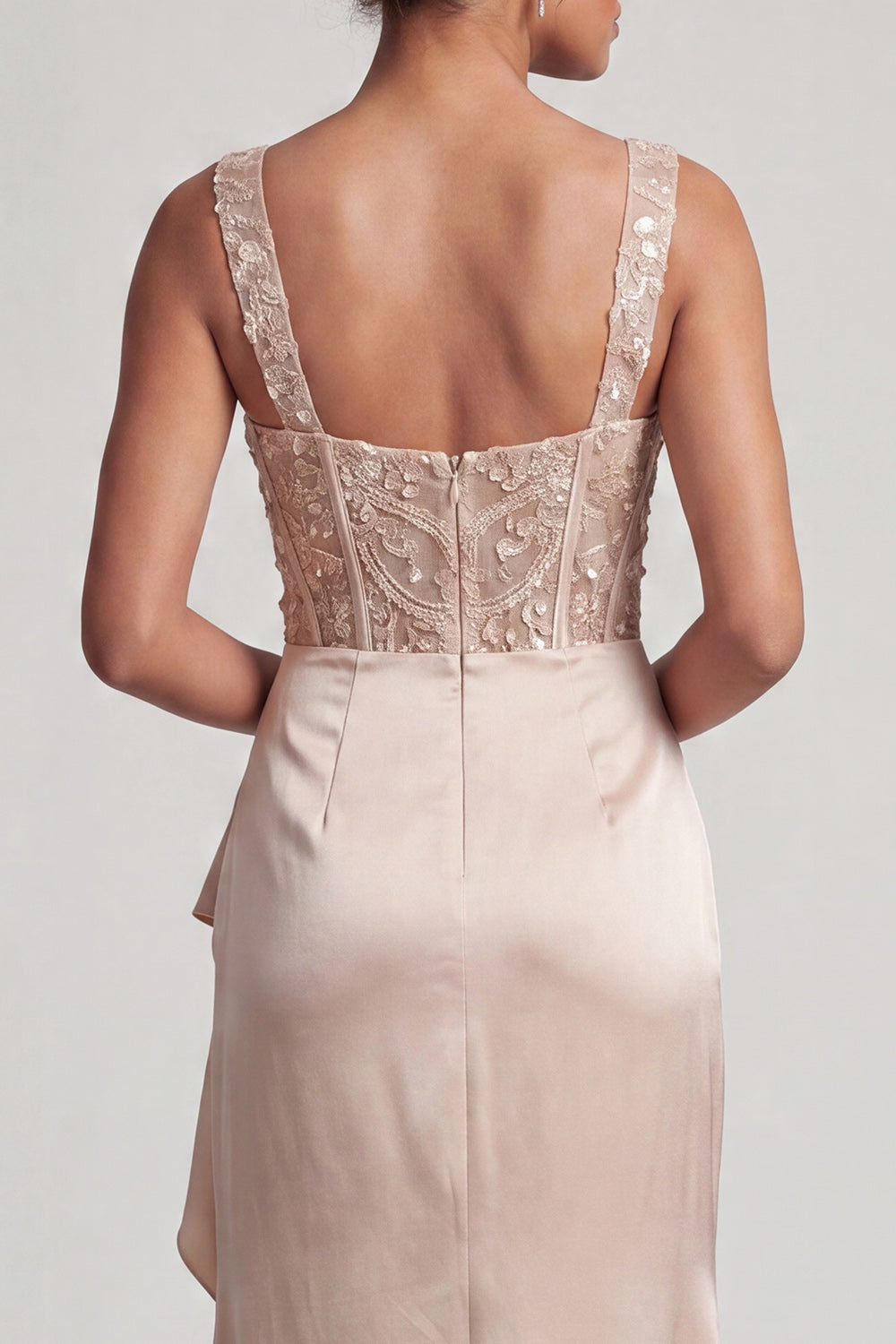 Sparkly Champagne Corset Ruffled Mermaid Long Mother of the Bride Dress