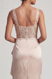 Sparkly Champagne Corset Ruffled Mermaid Long Mother of the Bride Dress