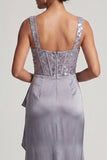Sparkly Champagne Corset Ruffled Mermaid Long Mother of the Bride Dress