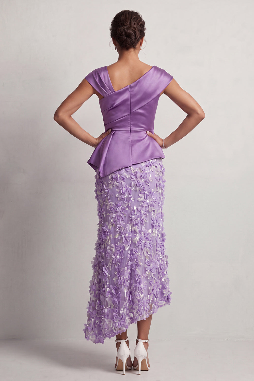 Floral Dusty Sage Ruched Beaded Mermaid Long Mother of the Bride Dress