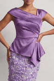 Floral Dusty Sage Ruched Beaded Mermaid Long Mother of the Bride Dress