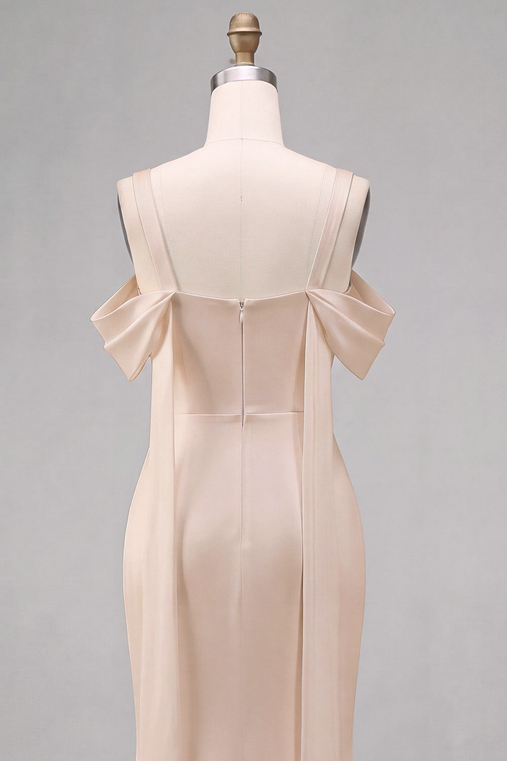 Light Champagne Satin Mermaid Long Wedding Guest Dress