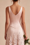 Sparkly Floral Pink Beaded A-Line Maxi Wedding Guest Dress