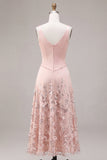 Sparkly Floral Pink Beaded A-Line Maxi Wedding Guest Dress