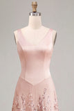 Sparkly Floral Pink Beaded A-Line Maxi Wedding Guest Dress