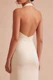 Apricot Ruffled Ruched Maxi Wedding Guest Dress with 3D Flower