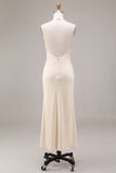Apricot Ruffled Ruched Maxi Wedding Guest Dress with 3D Flower