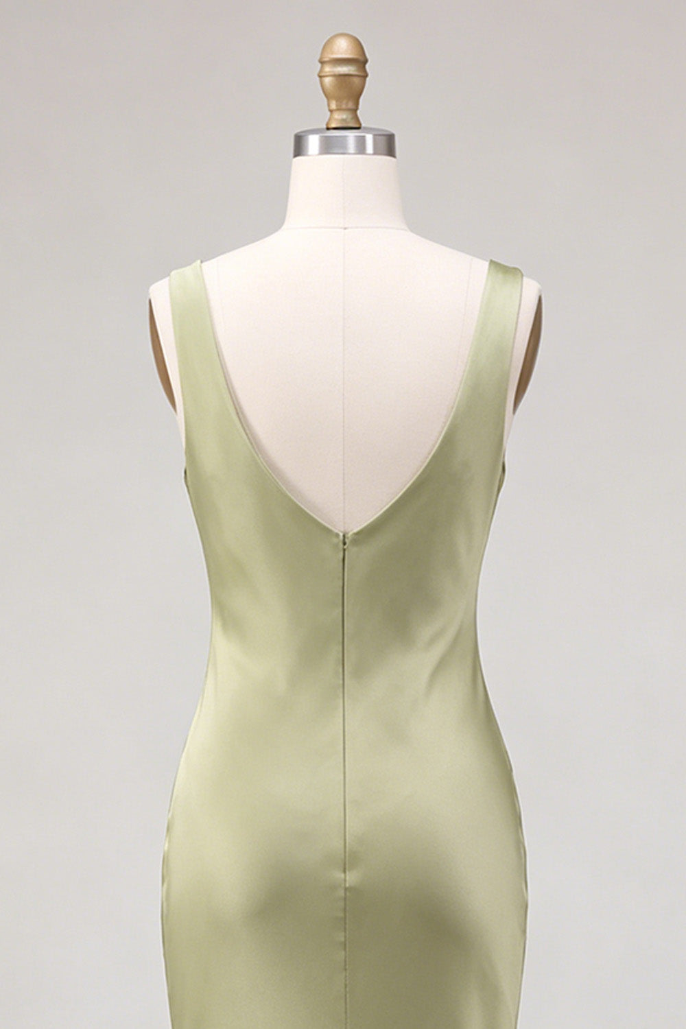 Light Green Satin Cowl Neck Mermaid Maxi Wedding Guest Dress
