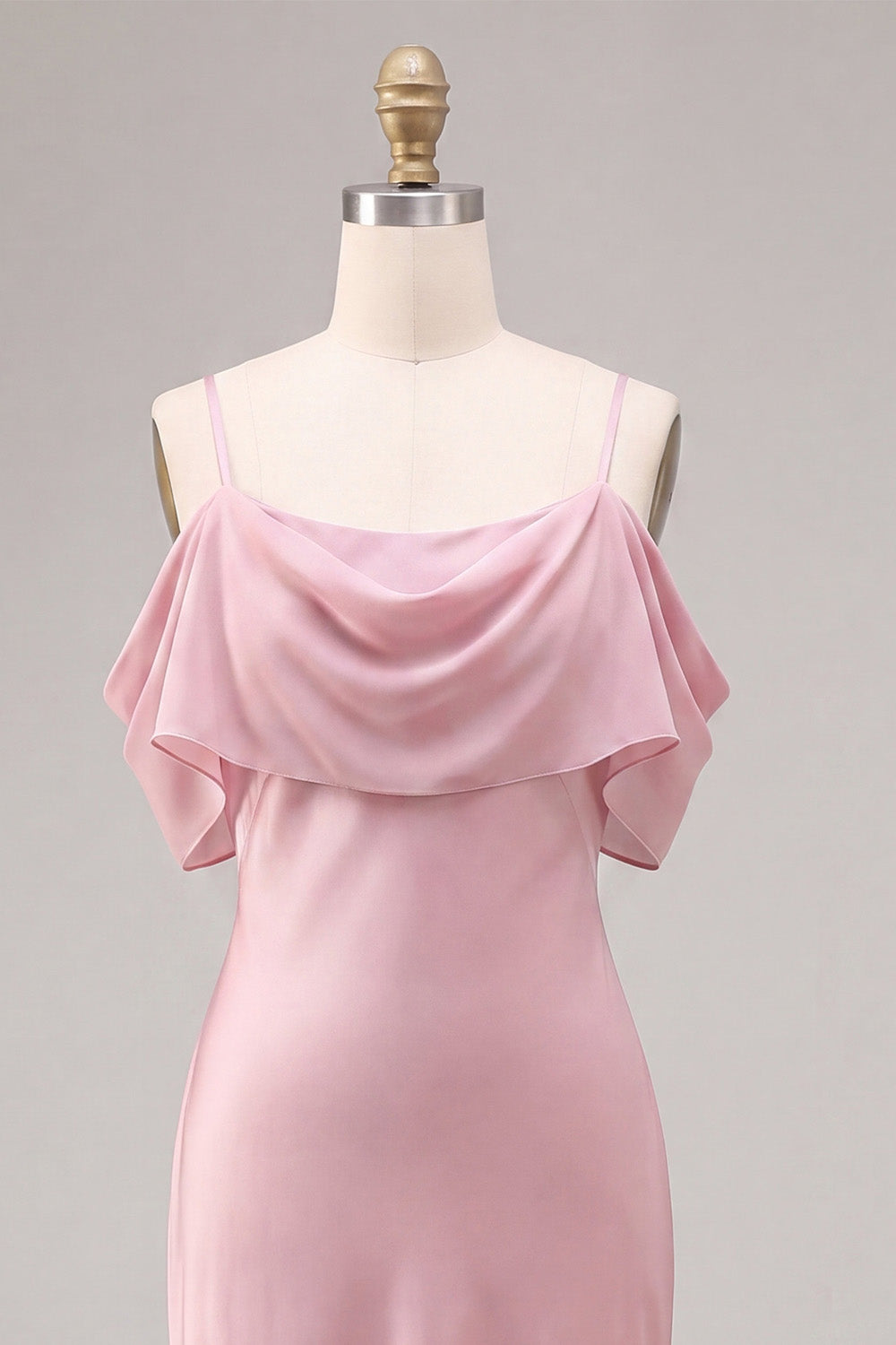 Dark Pink Chiffon Cold Shoulder Mermaid Long Wedding Guest Dress