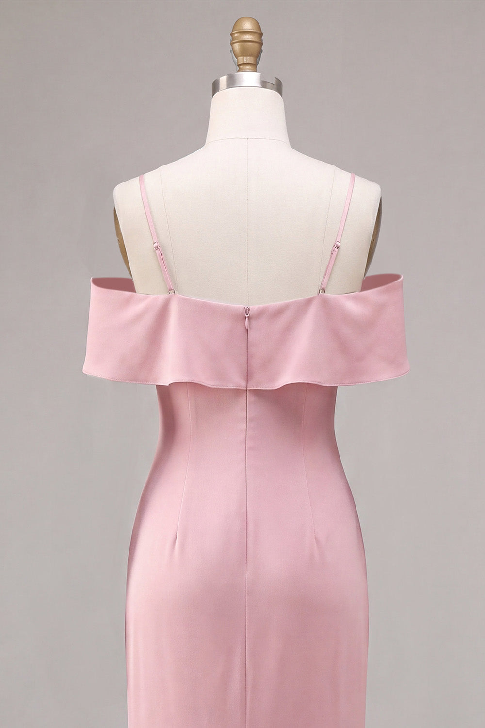 Dark Pink Chiffon Cold Shoulder Mermaid Long Wedding Guest Dress