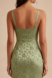 Floral Light Green Sheath Maxi Wedding Guest Dress with Back Slit