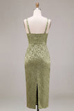 Floral Light Green Sheath Maxi Wedding Guest Dress with Back Slit