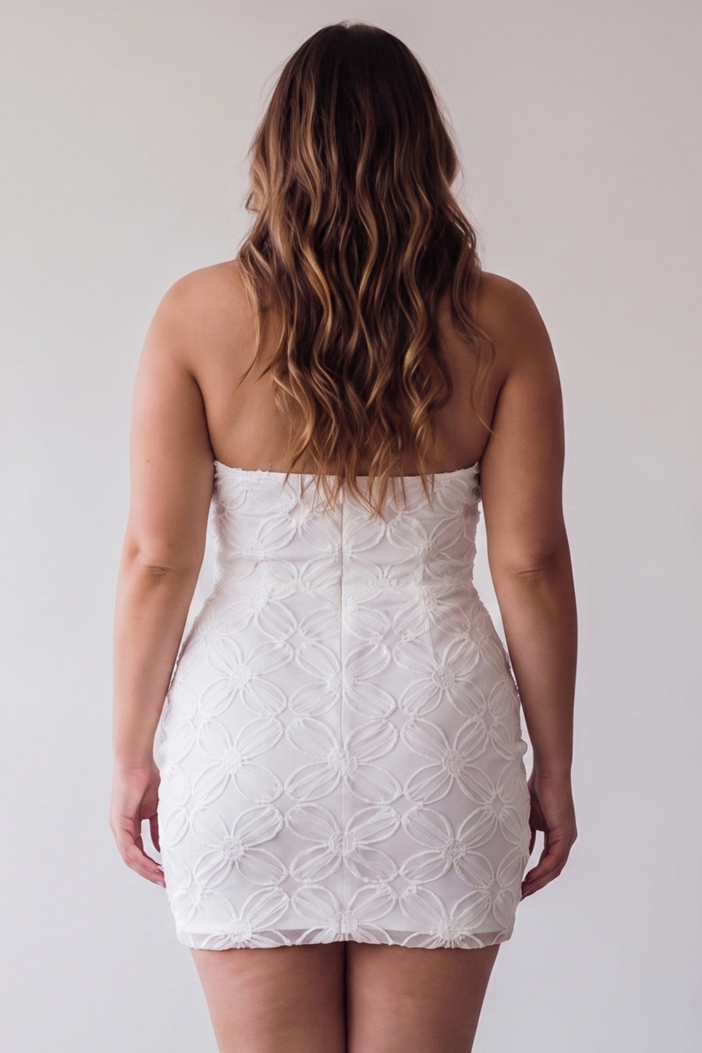 Floral White Halter Neck Tight Short Graduation Homecoming Dress