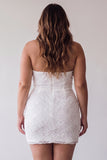 Floral White Halter Neck Tight Short Graduation Homecoming Dress