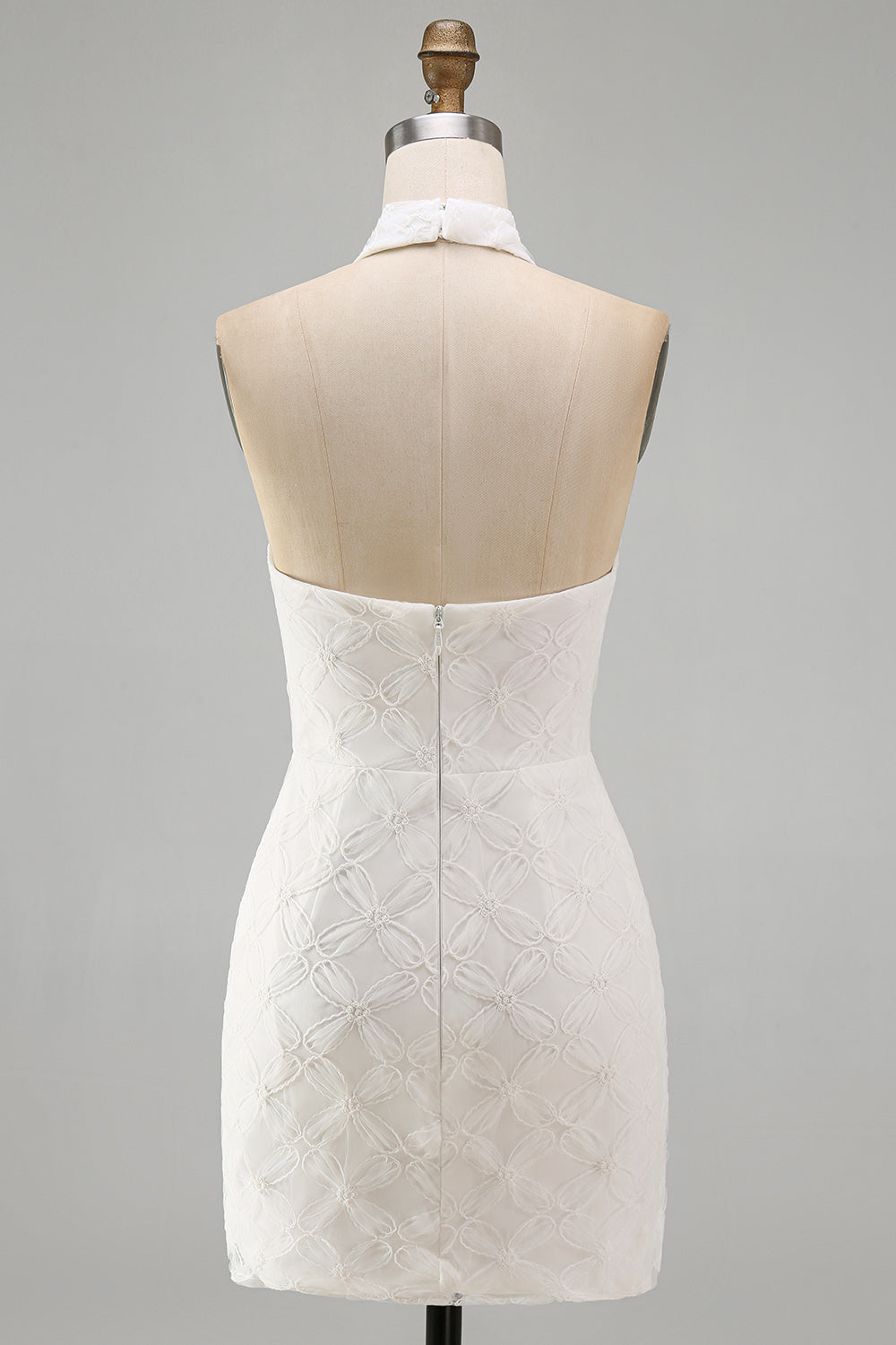 Floral White Halter Neck Tight Short Graduation Homecoming Dress