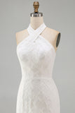 Floral White Halter Neck Tight Short Graduation Homecoming Dress