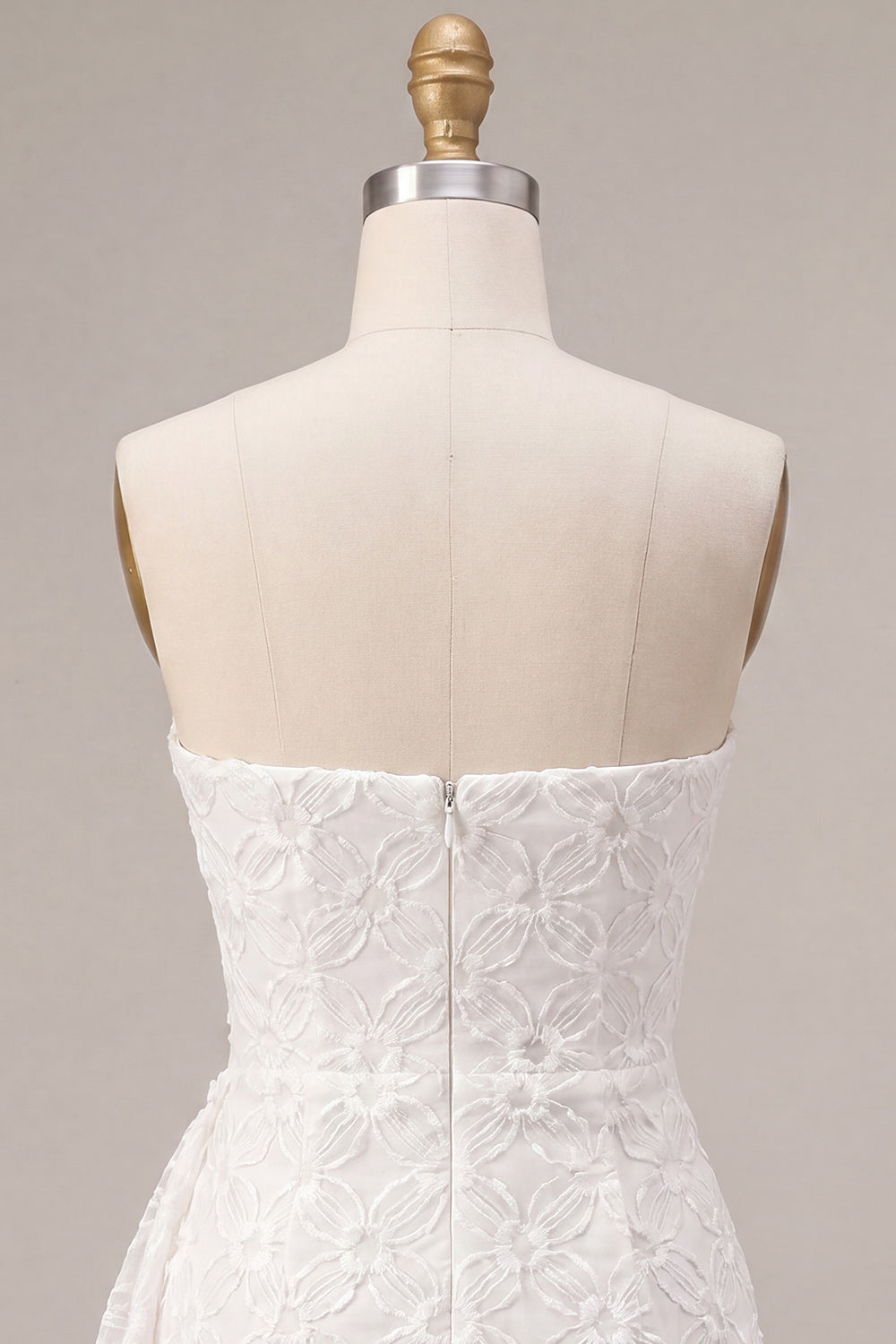 White Ruched Floral Tight Short Graduation Dress with Side Cape