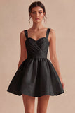 White Ruched A-Line Thick Straps Short Graduation Dress