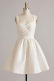 White Ruched A-Line Thick Straps Short Graduation Dress