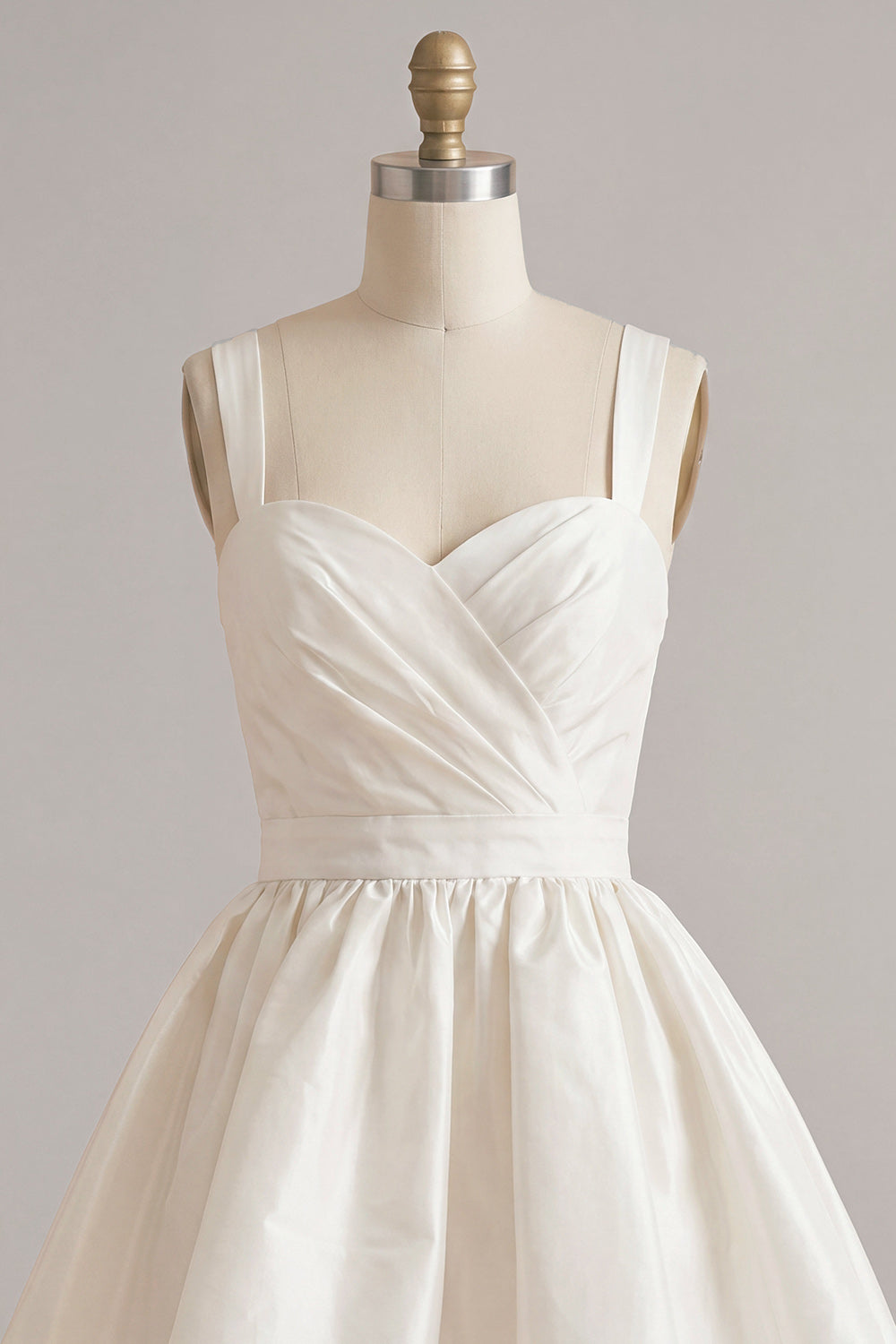 White Ruched A-Line Thick Straps Short Graduation Dress