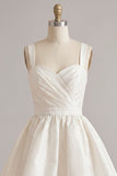 White Ruched A-Line Thick Straps Short Graduation Dress
