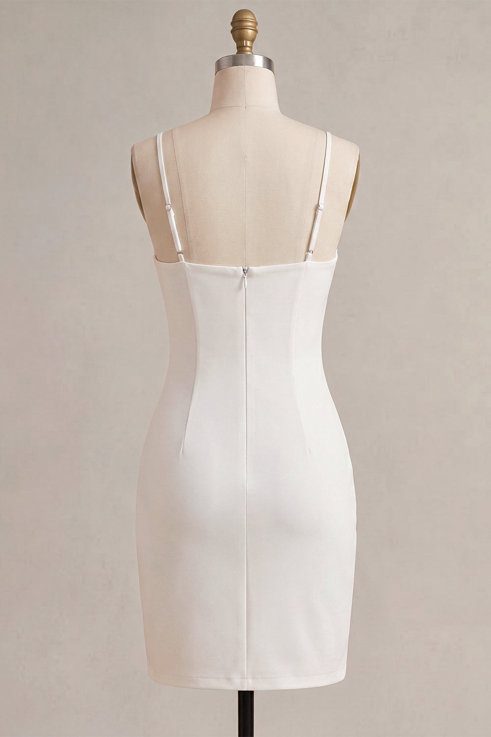 White Corset Ruched Spaghetti Straps Tight Short Graduation Dress