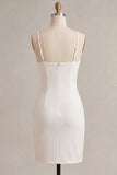 White Corset Ruched Spaghetti Straps Tight Short Graduation Dress