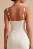 White Corset Ruched Spaghetti Straps Tight Short Graduation Dress