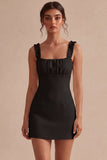 White Square Neck Tight Short Graduation Dress