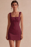White Square Neck Tight Short Graduation Dress