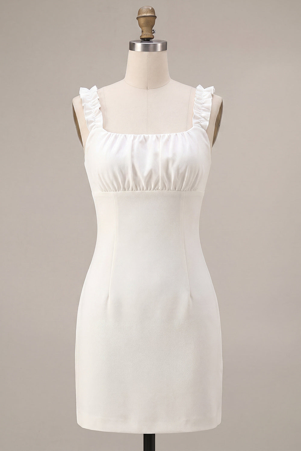 White Square Neck Tight Short Graduation Dress