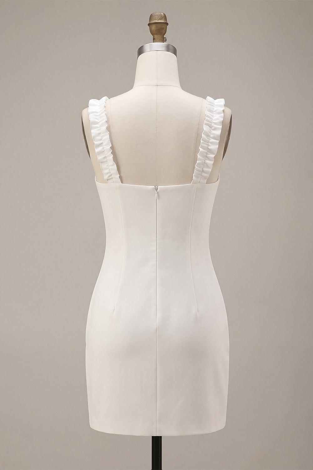 White Square Neck Tight Short Graduation Dress