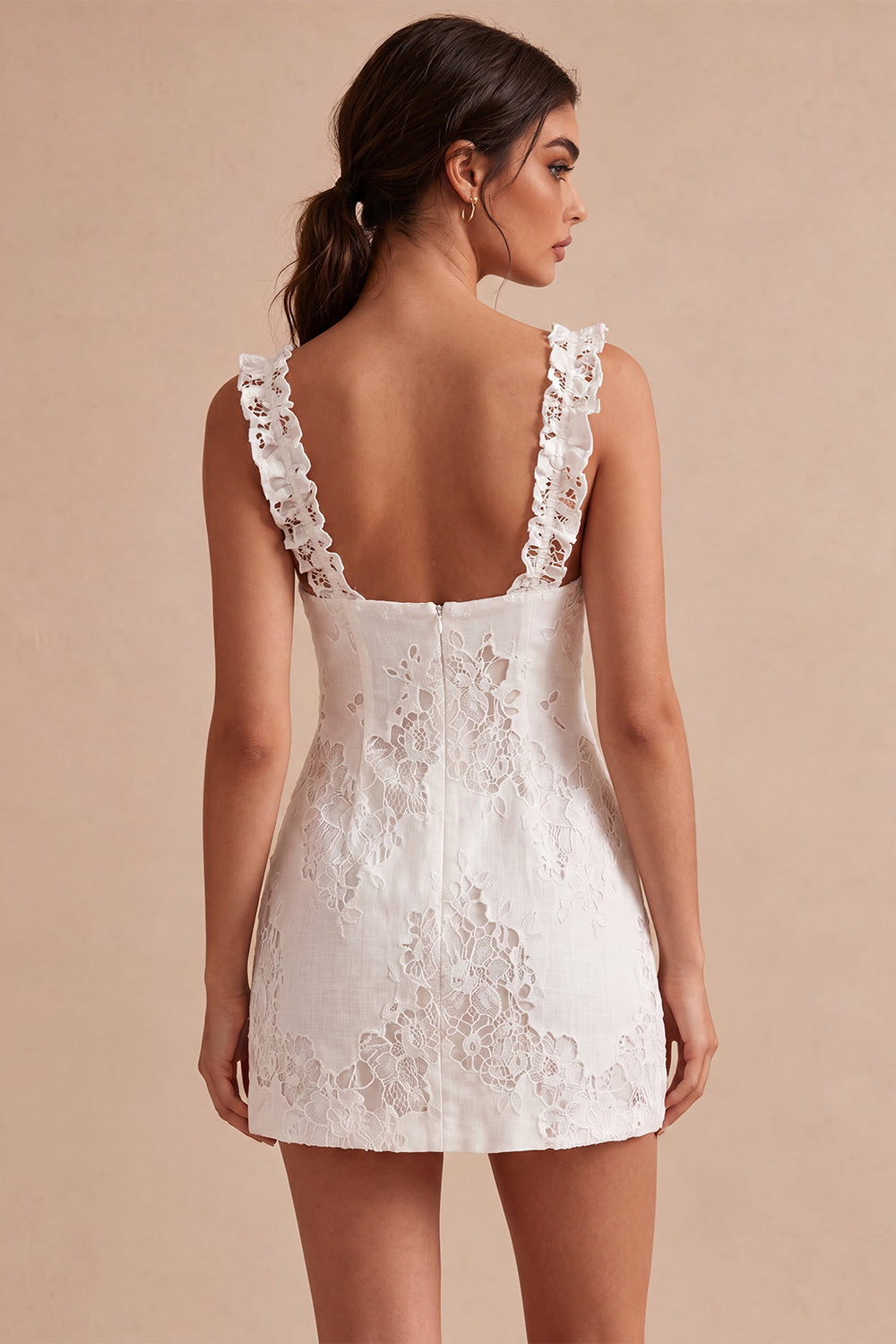 White Square Neck Tight Short Graduation Dress