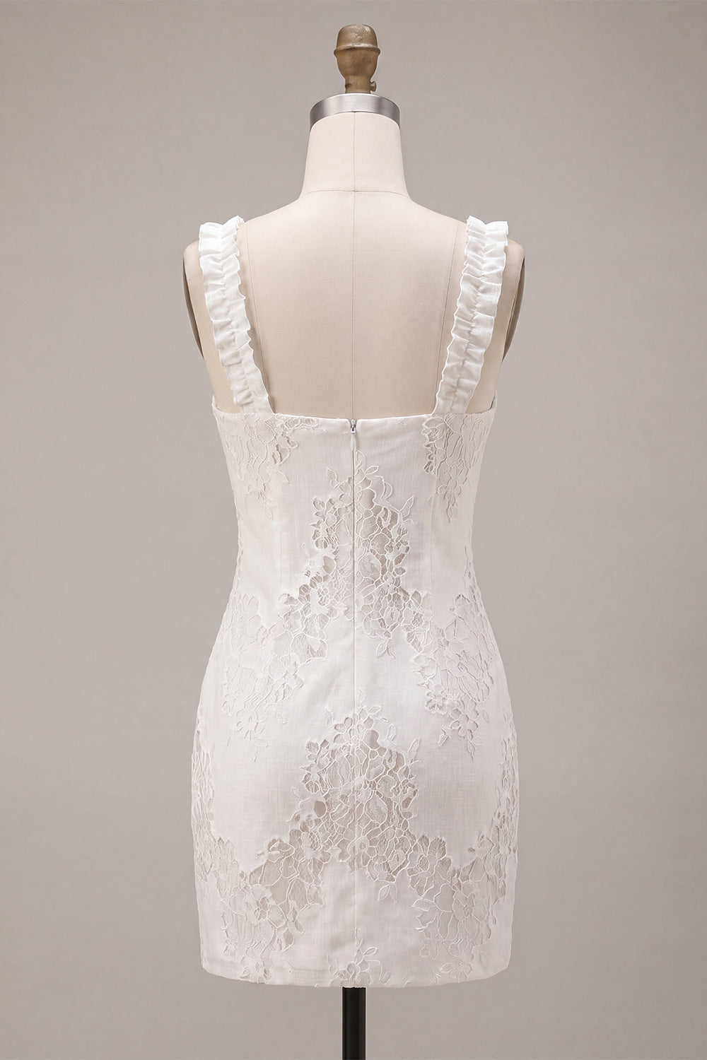 White Square Neck Tight Short Graduation Dress