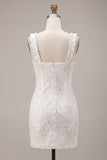 White Square Neck Tight Short Graduation Dress