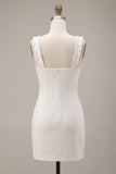 White Square Neck Tight Short Graduation Dress