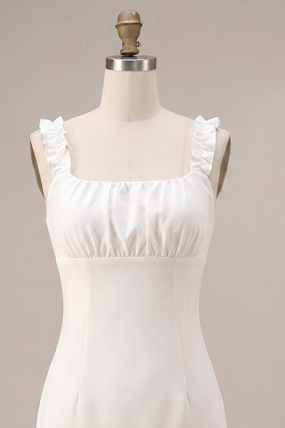 White Square Neck Tight Short Graduation Dress