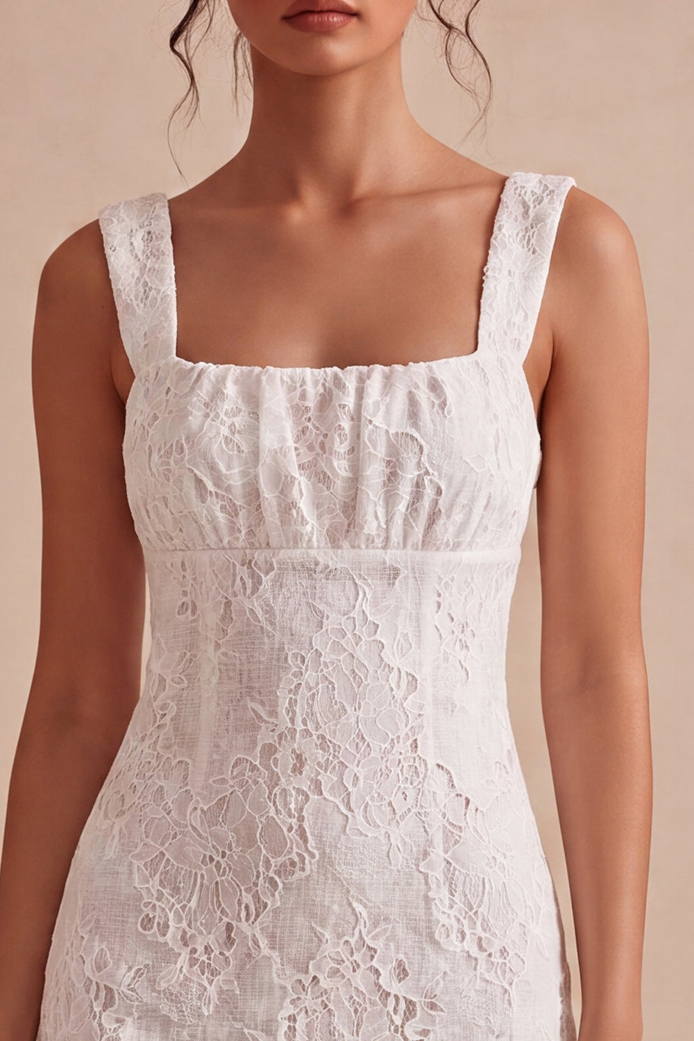 White Square Neck Tight Short Graduation Dress
