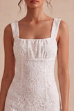 White Square Neck Tight Short Graduation Dress