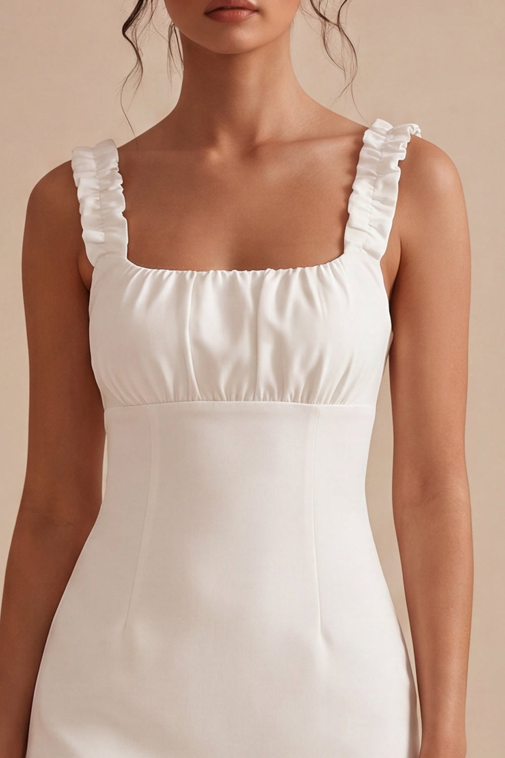 White Square Neck Tight Short Graduation Dress