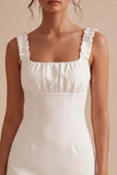 White Square Neck Tight Short Graduation Dress